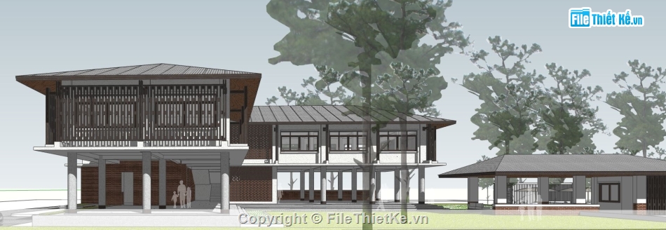 nhà sàn file su,sketchup nhà sàn,su nhà sàn
