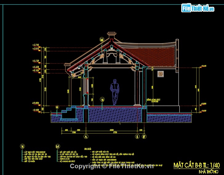 Mẫu nhà e gian 7.2x7.41m,nhà thờ 3 gian,nhà thờ 7.2x7.41m,Bản vẽ nhà 3 gian,mẫu nhà thờ họ 3 gian,thiết kế nhà 3 gian