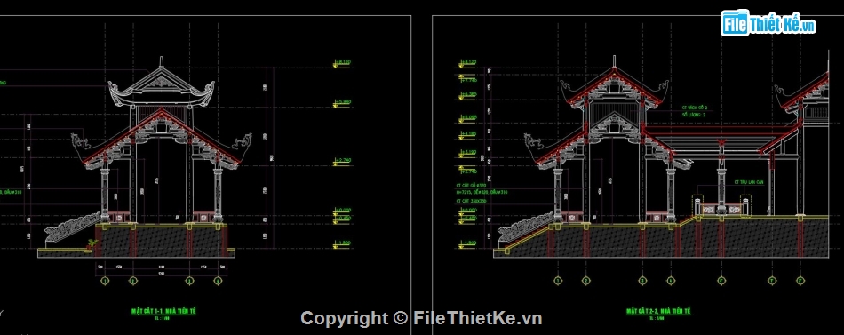 mẫu chùa,chi tiết mái,chùa,file cad chùa đẹp,bản vẽ chi tiết chùa,mẫu nhà tiền tế chi tiết