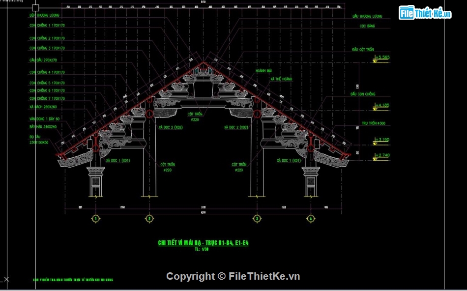 mẫu chùa,chi tiết mái,chùa,file cad chùa đẹp,bản vẽ chi tiết chùa,mẫu nhà tiền tế chi tiết