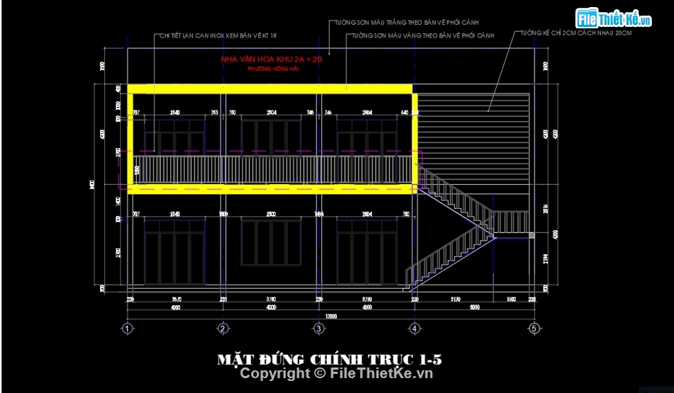 nhà văn hóa đẹp,kiến trúc nhà văn hóa,nhà văn hóa 2 tầng,nhà văn hóa file cad