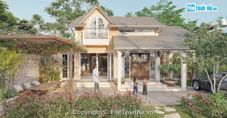 model su nhà vườn,file su nhà vườn,file sketchup nhà vườn,thiết kế nhà vườn