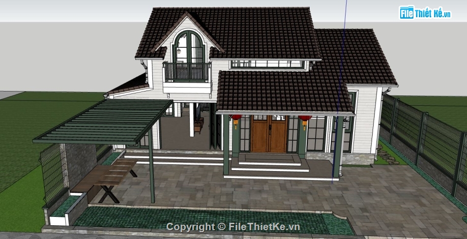 model su nhà vườn,file su nhà vườn,file sketchup nhà vườn,thiết kế nhà vườn