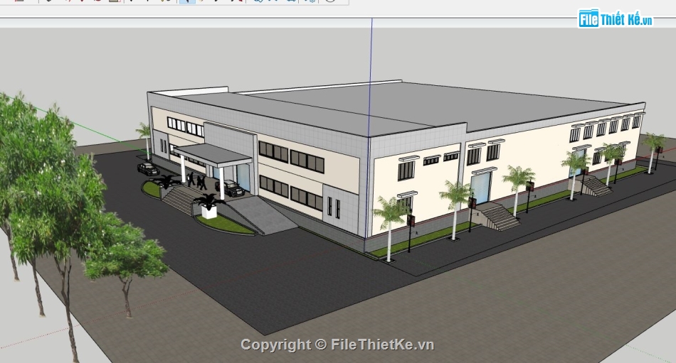 Mẫu nhà xưởng,file su nhà xưởng,model sketchup nhà xưởng