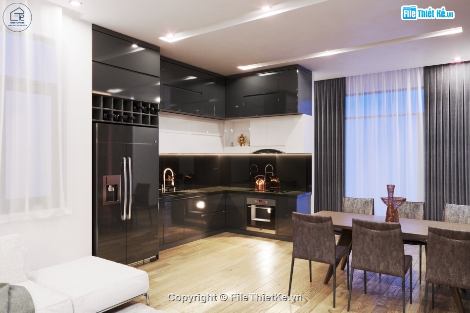 căn hộ cao cấp,sketchup nội thất căn hộ,nội thất căn hộ,model su căn hộ