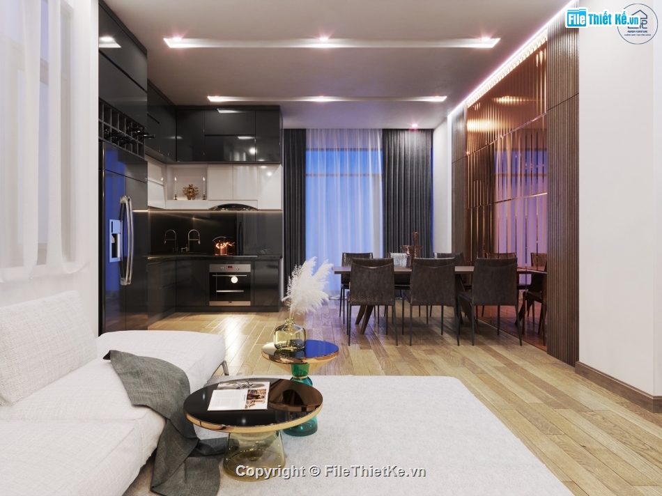 căn hộ cao cấp,sketchup nội thất căn hộ,nội thất căn hộ,model su căn hộ