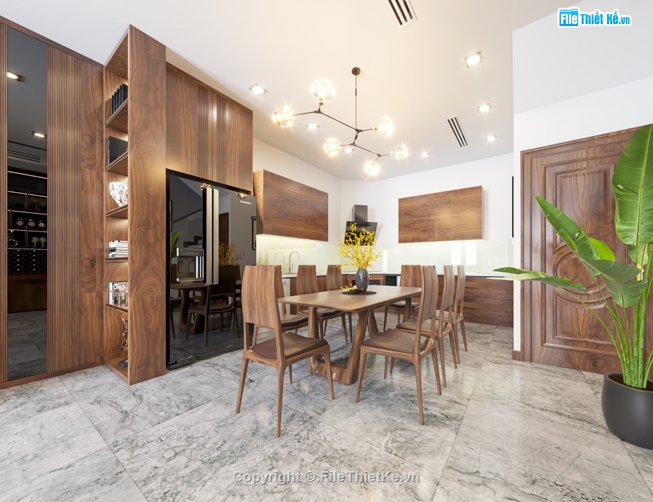 model khách bếp,file su khách bếp,file sketchup khách bếp,3d phòng khách bếp