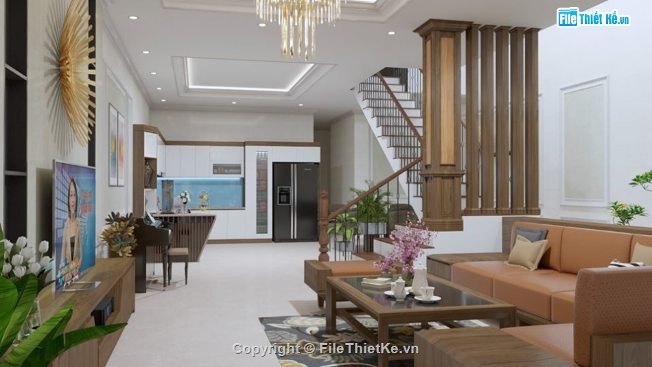 file su nhà phố,file sketchup nhà phố,sketchup nội thất nhà ở,mẫu nội thất nhà đẹp