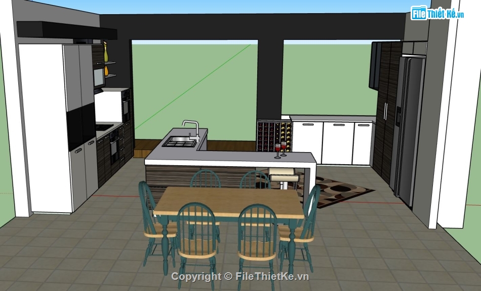 sketchup nội thất phòng bếp,sketchup nội thất,nội thất phòng bếp,model nội thất phòng bếp