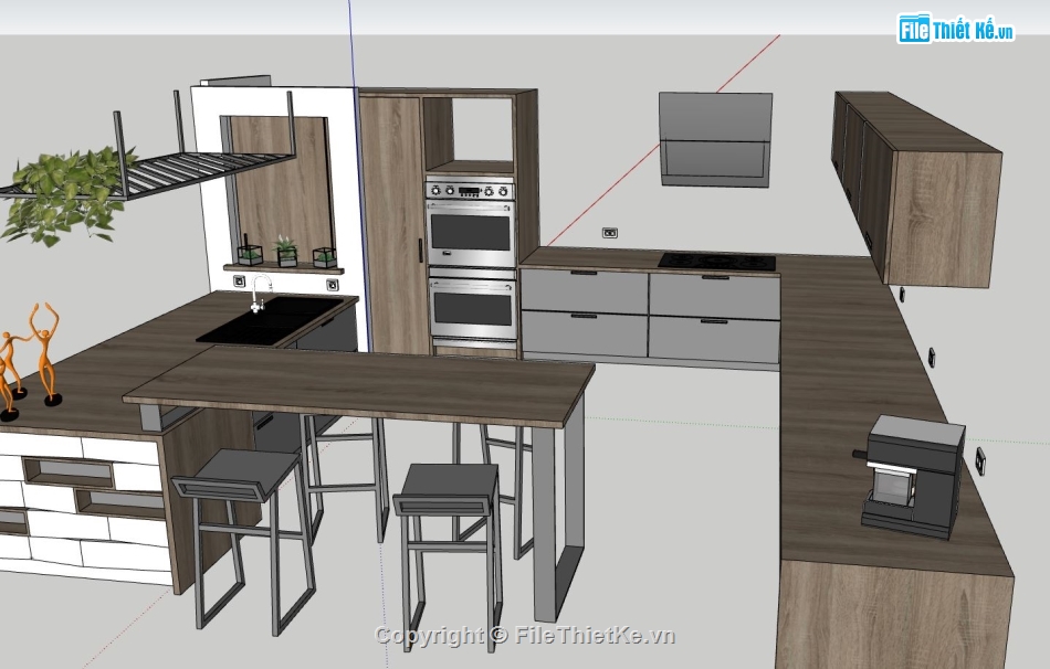 nội thất phòng bếp,su phòng bếp,model sketchup phòng bếp