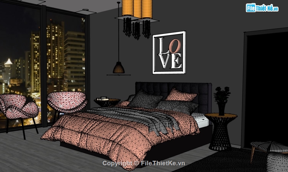 nội thất phòng ngủ,sketchup nội thất phòng ngủ,sketchup nội thất,Mẫu nội thất phòng ngủ