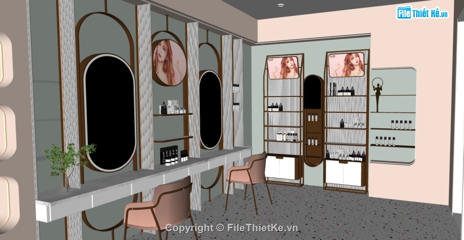 sketchup mỹ phẩm,model shop mỹ phẩm,model su shop mỹ phẩm