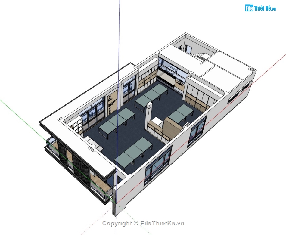 văn phòng 2 tầng,văn phòng,sketchup nội thất,sketchup nội thất văn phòng,su nội thất văn phòng