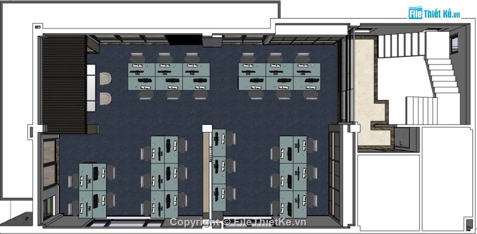 văn phòng 2 tầng,văn phòng,sketchup nội thất,sketchup nội thất văn phòng,su nội thất văn phòng