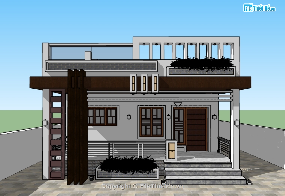 file sketchup nhà phố 1 tầng,model su nhà phố 1 tầng,model 3d nhà phố 1 tầng,3d nhà phố 1 tầng