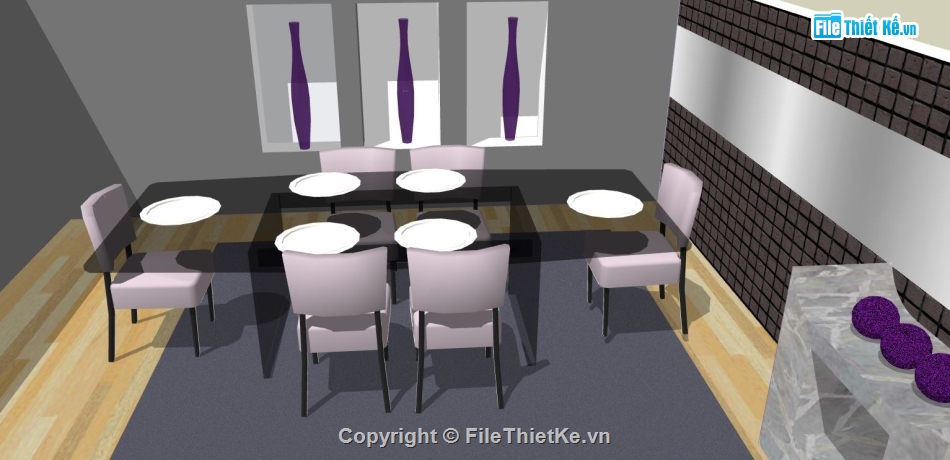 phòng ăn đẹp,file su phòng ăn,file sketchup phòng ăn