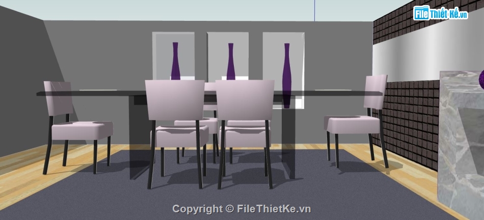 phòng ăn đẹp,file su phòng ăn,file sketchup phòng ăn