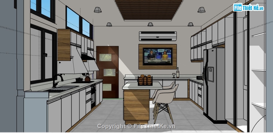 phòng bếp sketchup,su phòng bếp,sketchup phòng bếp