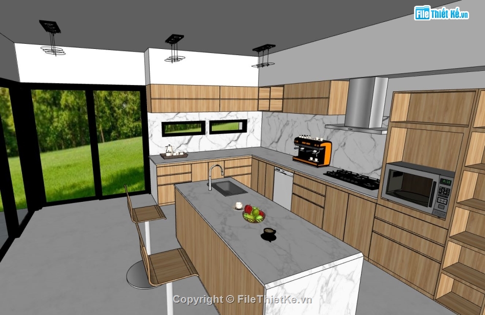 phòng bếp sketchup,phòng bếp hiện đại,model su phòng bếp,su phòng bếp