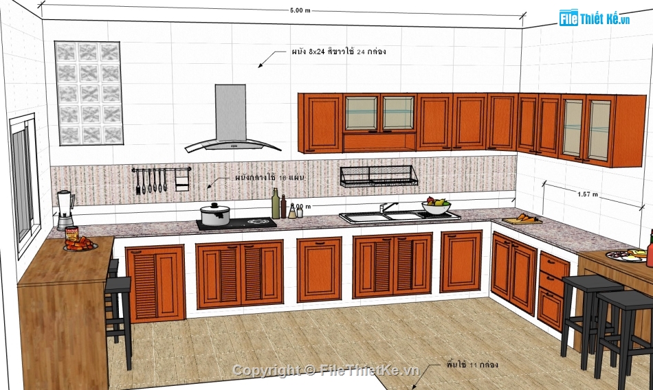 phòng bếp,phòng bếp sketchup,Model sketchup phòng bếp