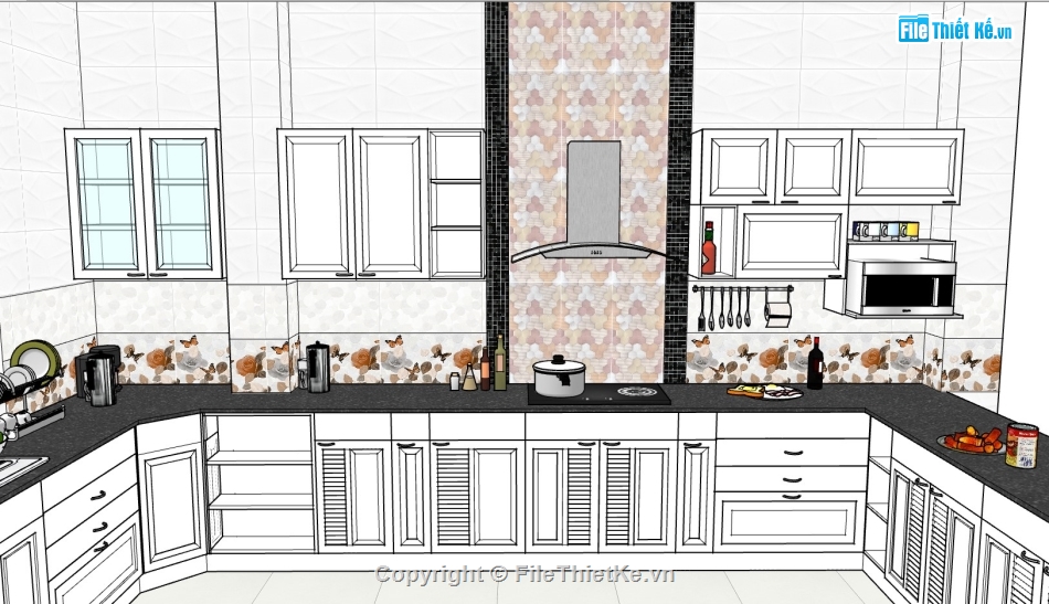 phòng bếp,su phòng bếp,sketchup phòng bếp