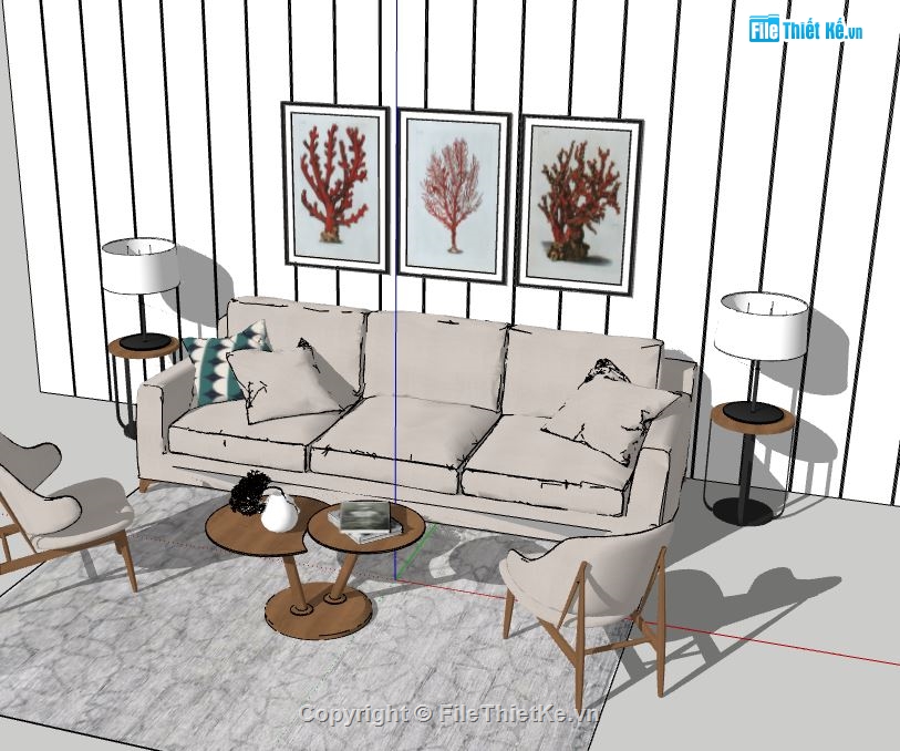 phòng khách 3d,file su phòng khách,file sketchup phòng khách