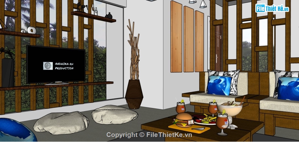 phòng khách file su,phòng khách sketchup,file phòng khách sketchup