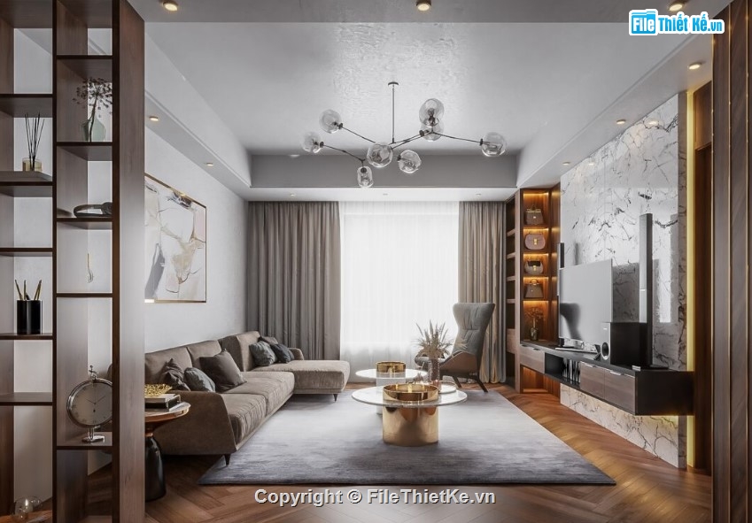 phòng khách hiện đại,phòng khách sang trọng,sketchup phòng khách hiện đại