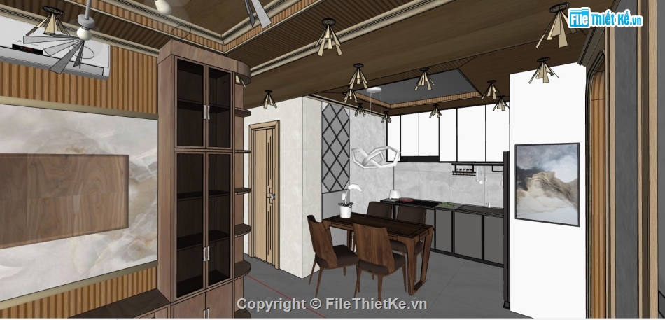 file sketchup phòng khách,sketchup phòng khách,phòng khách bếp,phòng bếp sketchup