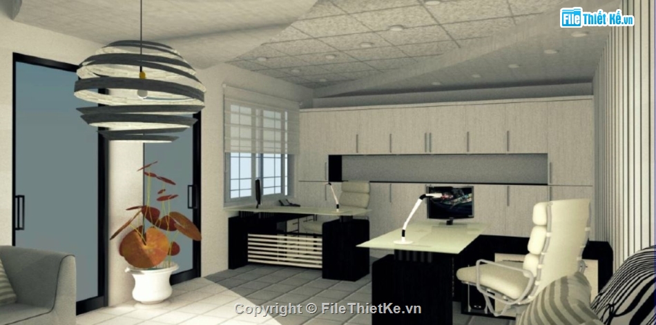file sketchup phòng làm việc,phòng làm việc sketchup,phòng làm việc file sketchup