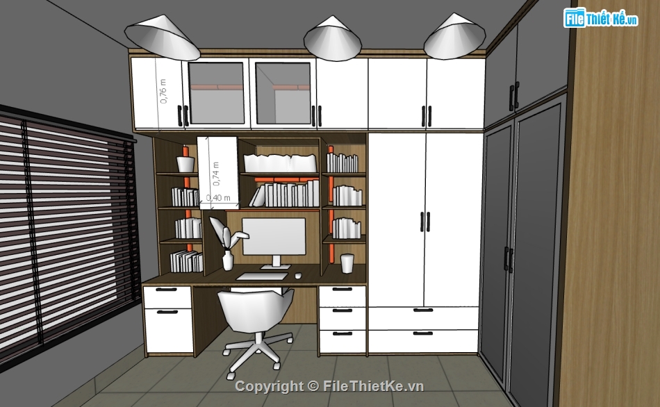 phòng làm việc,phòng làm việc sketchup,file sketchup phòng làm việc