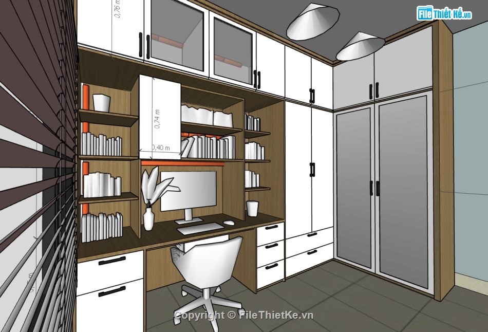 phòng làm việc,phòng làm việc sketchup,file sketchup phòng làm việc