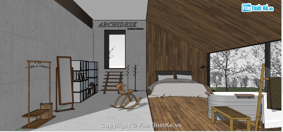 file sketchup phòng ngủ,file su phòng ngủ,model sketchup phòng ngủ