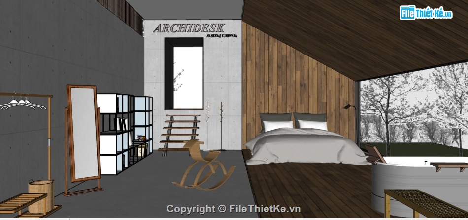 file sketchup phòng ngủ,file su phòng ngủ,model sketchup phòng ngủ