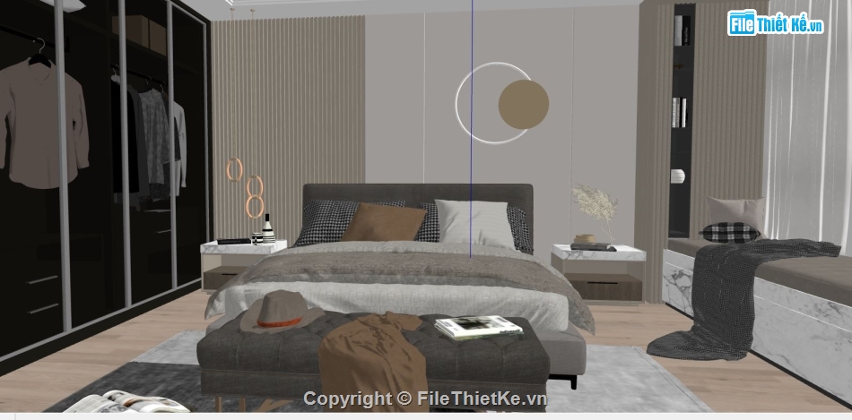 file sketchup phòng ngủ,3d sketchup phòng ngủ,3d phòng ngủ,bố trí phòng ngủ