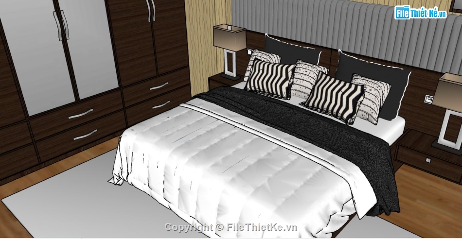 phòng ngủ đẹp file su,su phòng ngủ,model su phòng ngủ