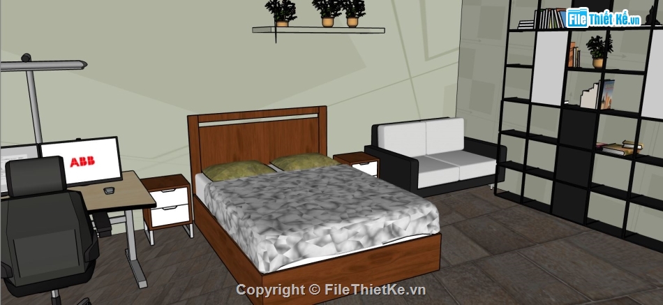 phòng ngủ sketchup,sketchup phòng ngủ đẹp,model phòng ngủ sketchup