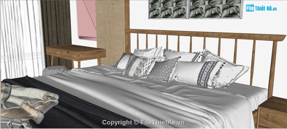 file sketchup phòng ngủ,3d sketchup phòng ngủ,3d phòng ngủ,file su phòng ngủ