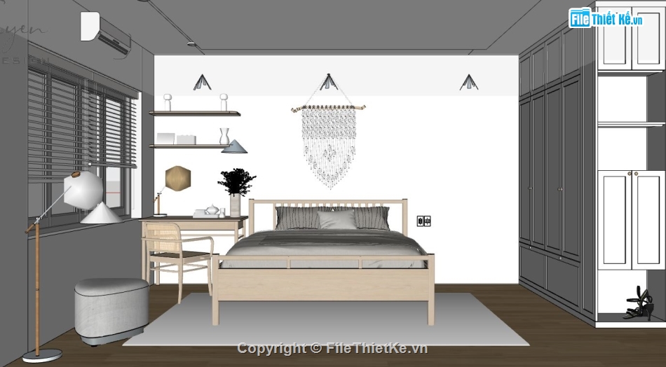 model phòng ngủ hiện đại,phòng ngủ sketchup,phòng ngủ model sketchup,file su phòng ngủ