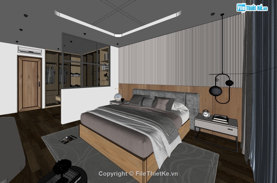 file sketchup phòng ngủ,phòng ngủ hiện đại file sketchup,thiết kế nội thất phòng ngủ