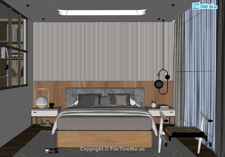 file sketchup phòng ngủ,phòng ngủ hiện đại file sketchup,thiết kế nội thất phòng ngủ