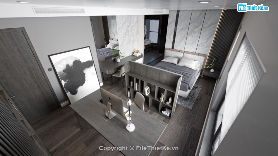 file sketchup phòng ngủ,file su phòng ngủ,model 3d phòng ngủ,nội thất phòng ngủ