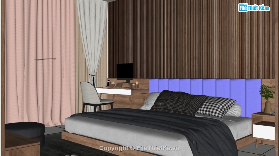 file sketchup phòng ngủ,3d sketchup phòng ngủ,3d phòng ngủ,model phòng ngủ hiện đại