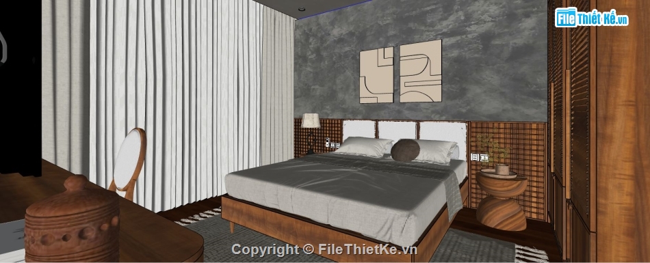 file sketchup phòng ngủ,phòng ngủ sketchup,3d su phòng ngủ