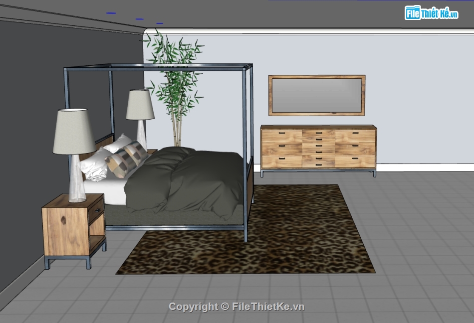 phòng ngủ sketchup,phòng ngủ model sketchup,model phòng ngủ sketchup,file sketchup phòng ngủ
