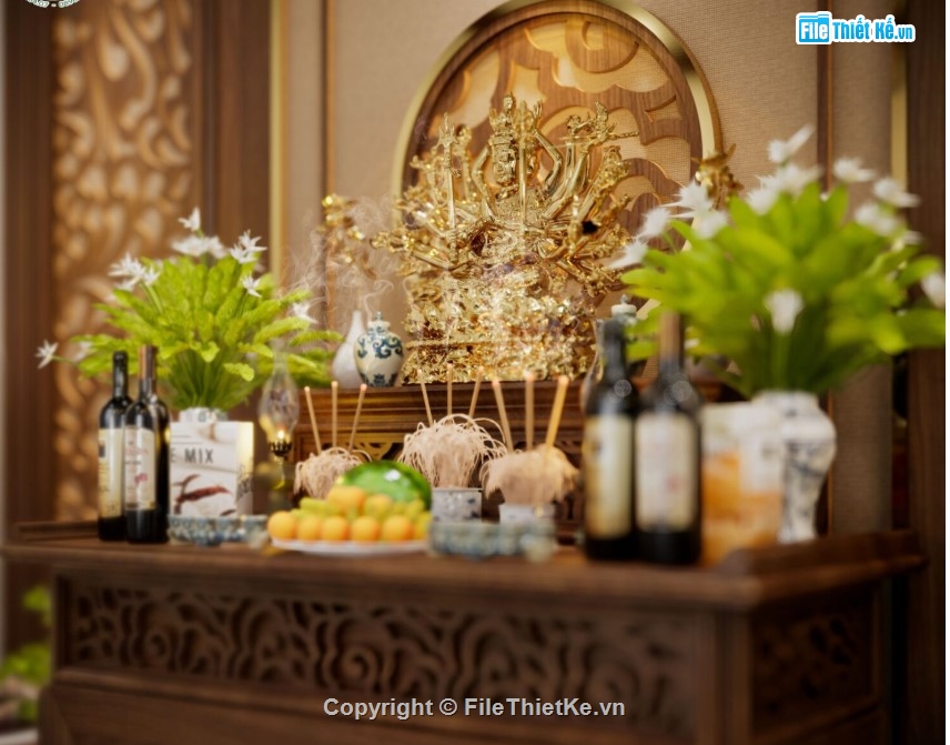 phòng thờ dựng file su,mẫu phòng thờ đẹp,mẫu phòng thờ