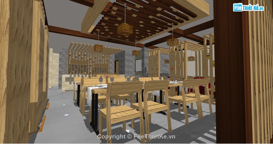 file sketchup quán ăn đẹp,file sketchup quán ăn,su quán ăn