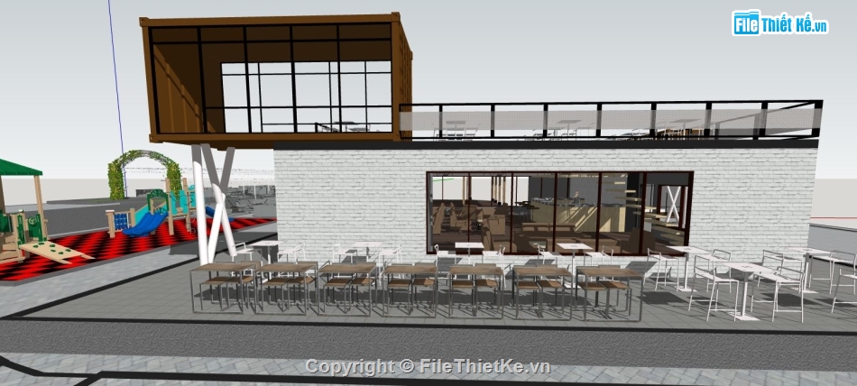 su quán cafe,mẫu quán cafe su,file sketchup quán cafe