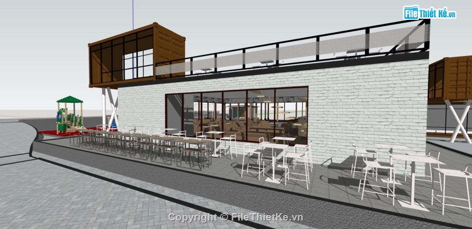 su quán cafe,mẫu quán cafe su,file sketchup quán cafe