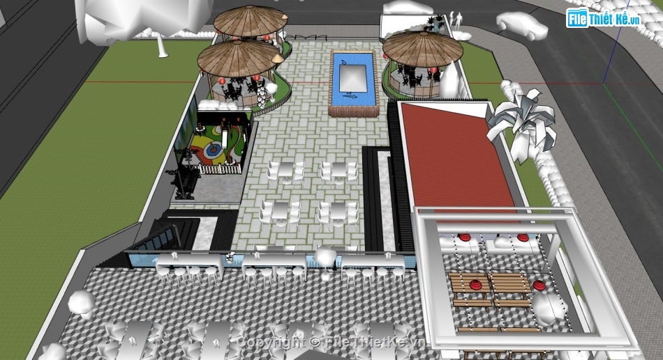 quán cafe file sketchup,sketchup quán cafe,quán cafe sketchup